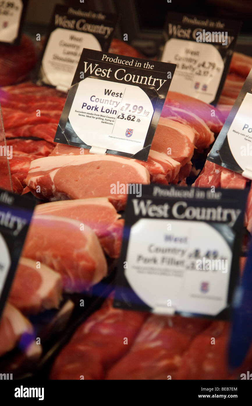 West country meat in the butchery department of a supermarket Stock Photo Alamy