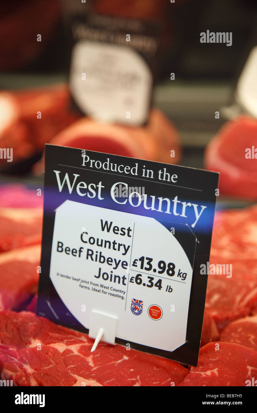 West country meat in the butchery department of a supermarket Stock Photo Alamy