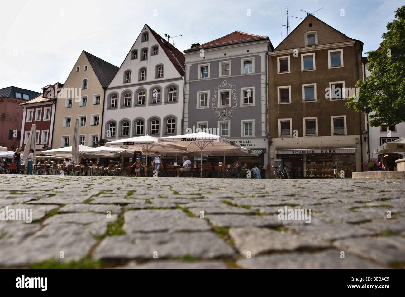 Houses along the main square in Amberg, Germany Stock Photo - Alamy