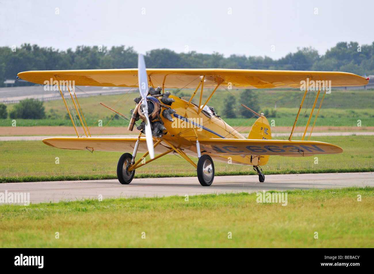 Vintage PT-17 taxiing getting ready for take-off Stock Photo