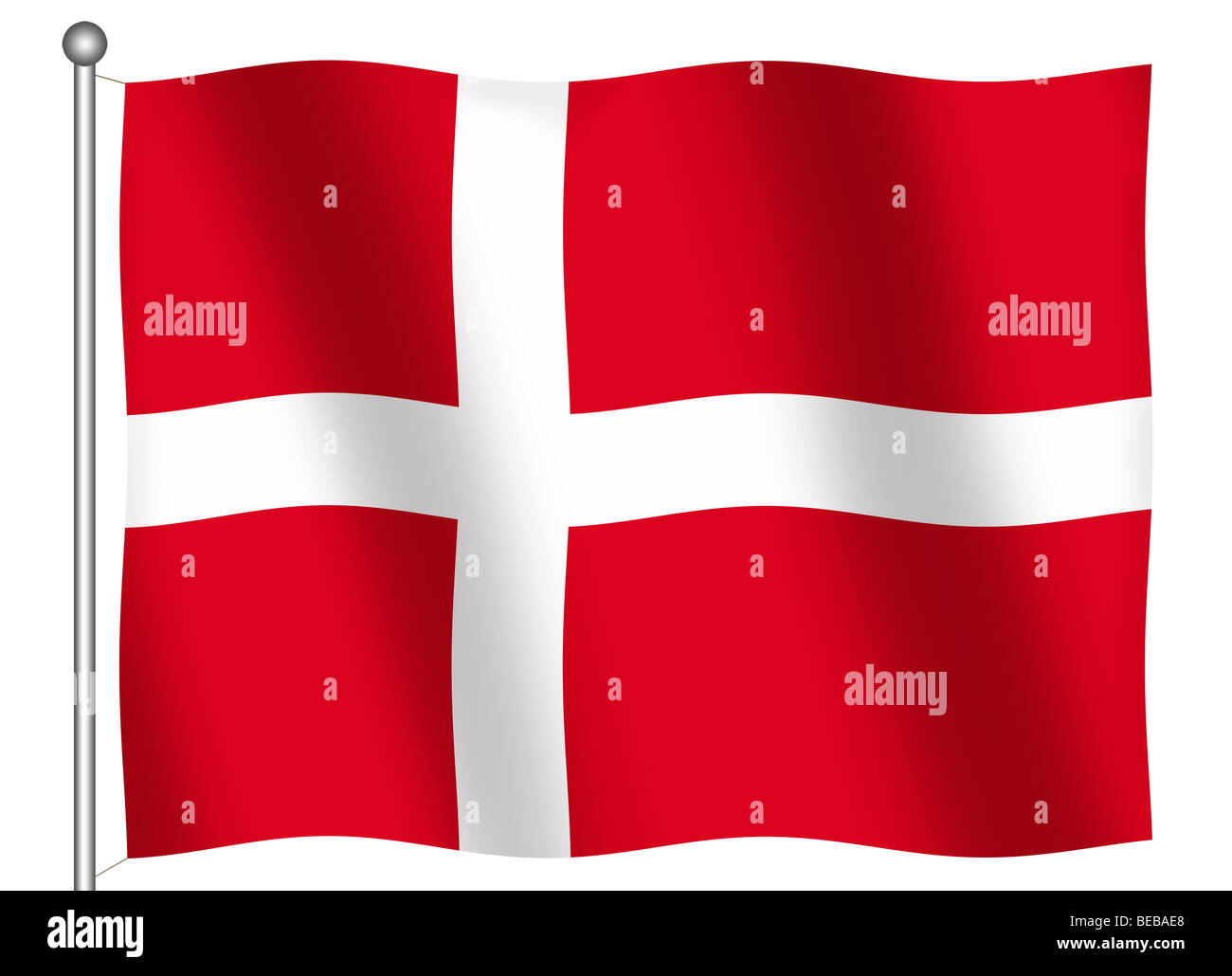 Flag of Denmark waving (With Clipping Path) Stock Photo