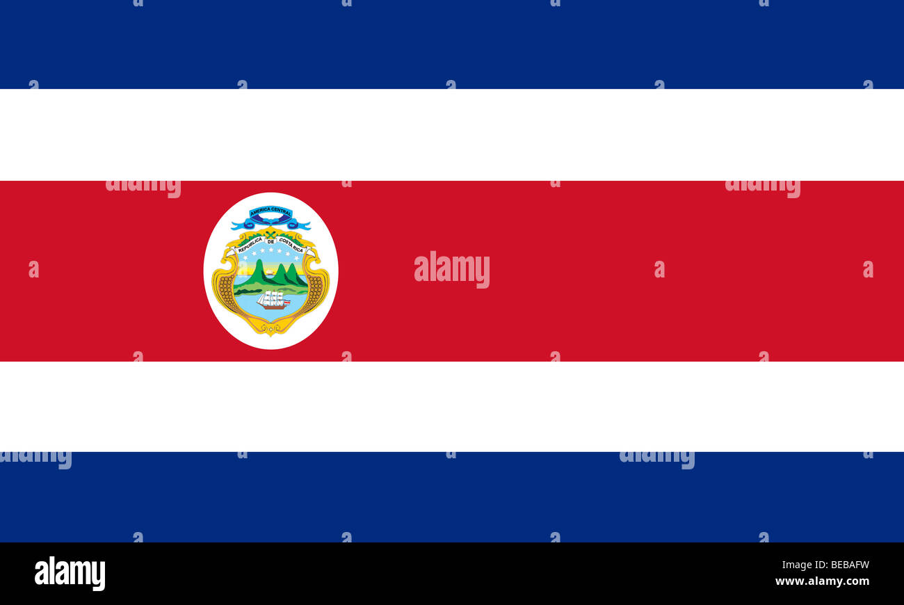 Flag of Costa Rica with Coat of Arms Stock Photo