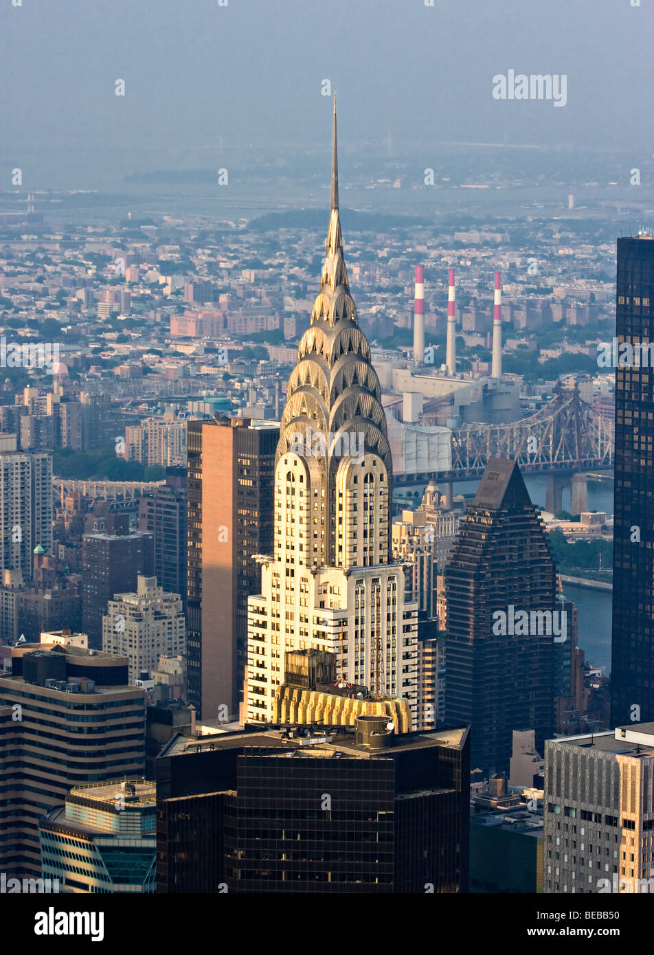 A view of the 'Chrysler Building' from the 'Empire State Building' in 'New York City,' 'New York.' Stock Photo