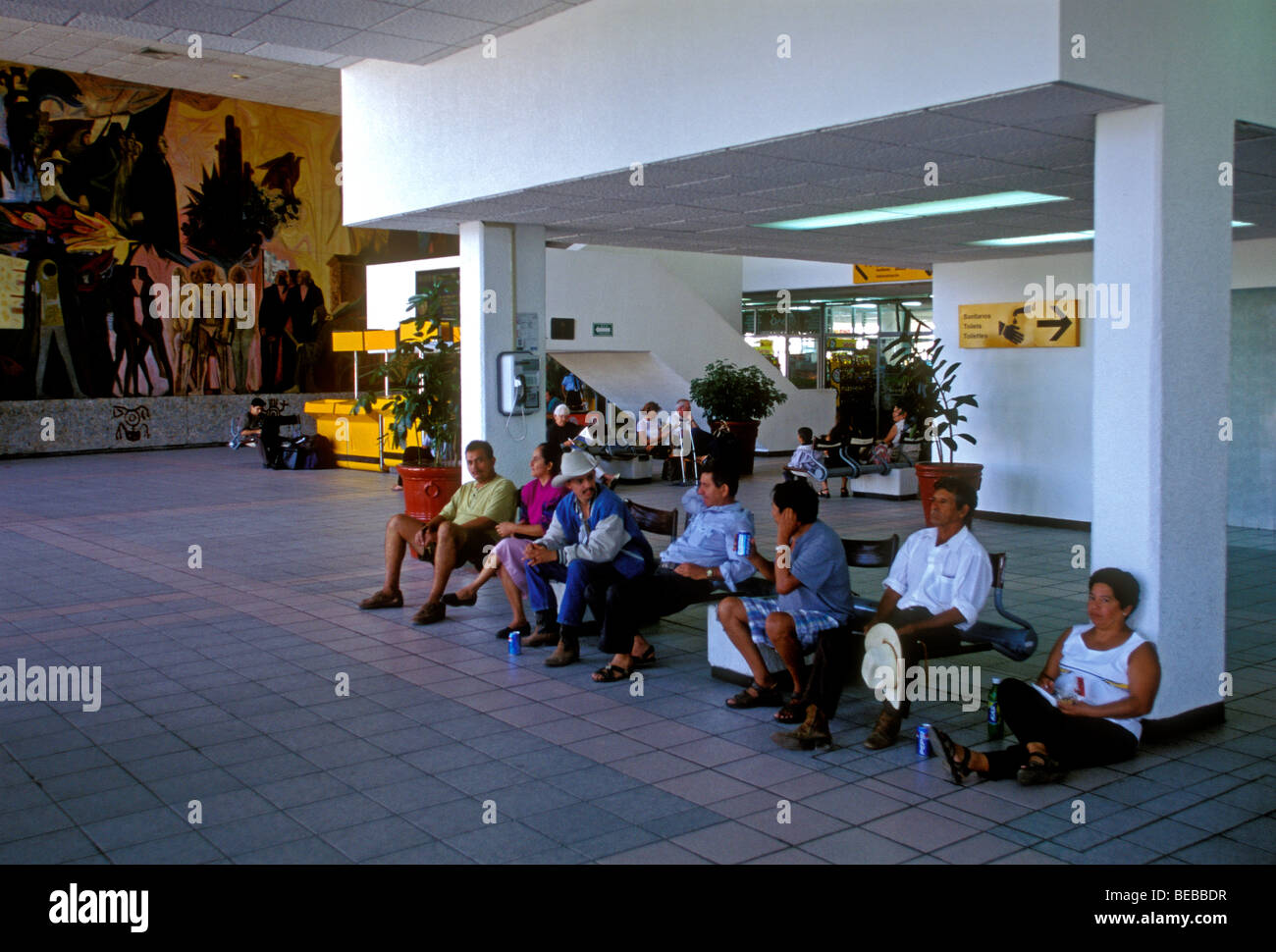 Mexicans, Mexican people, airline passengers, sitting in waiting room