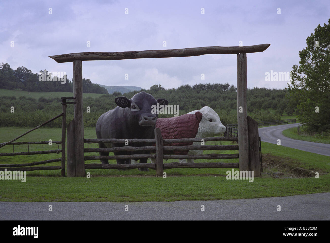 Statues of cows in a dairy farm Stock Photo