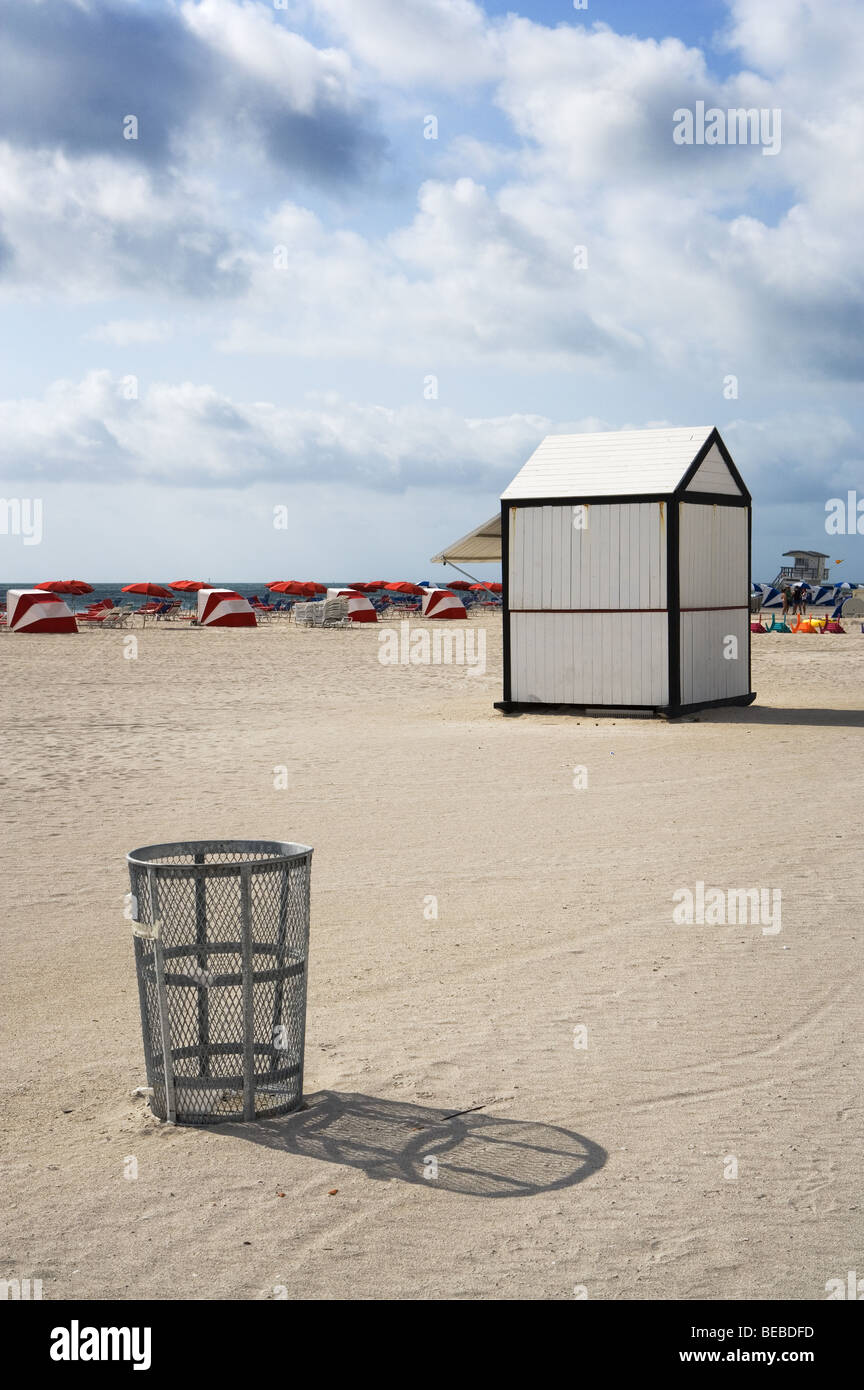 Trash Can on the Sand Stock Photo Alamy