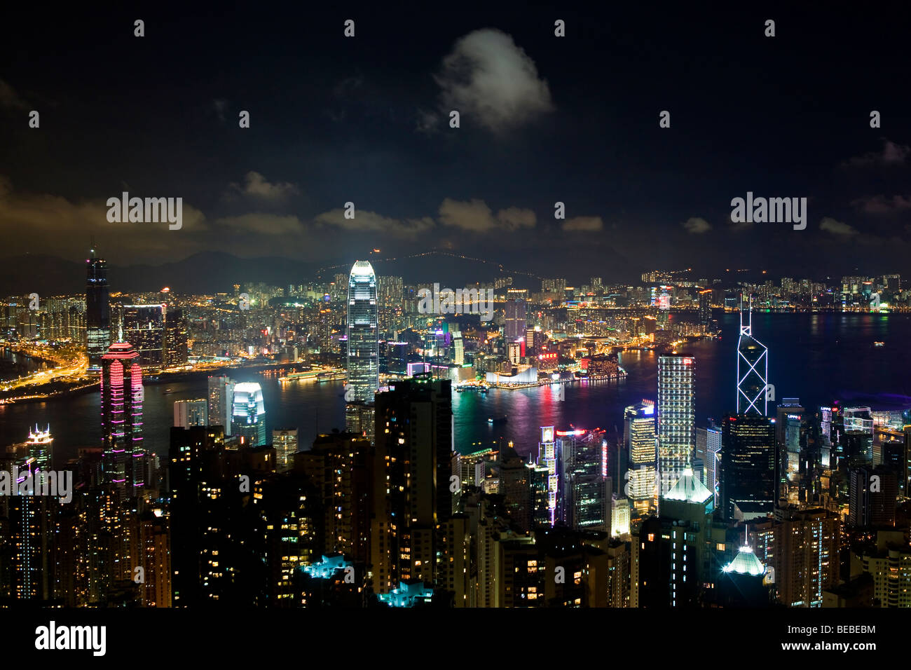 Hong Kong city seen from Victoria Peak at night Stock Photo - Alamy