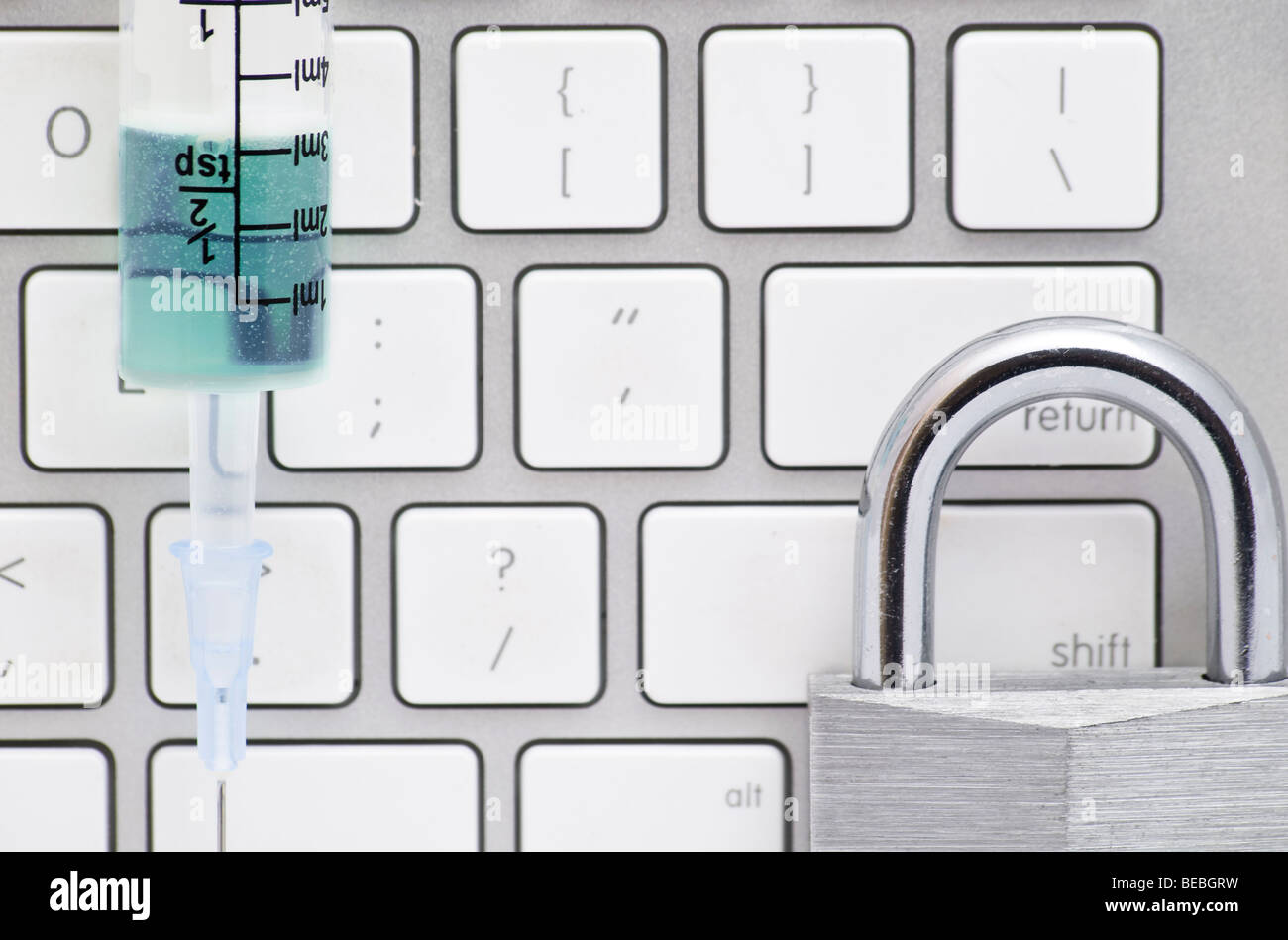 Padlock over keyboard Stock Photo Alamy