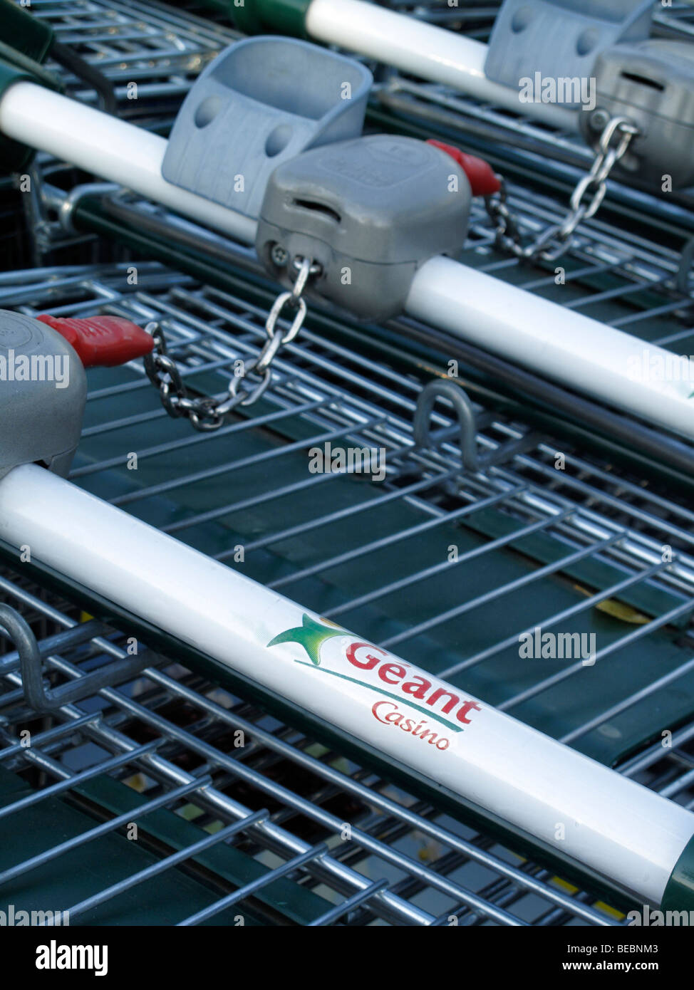 A supermarket trolley at a Geant Casino supermarket in France Stock Photo