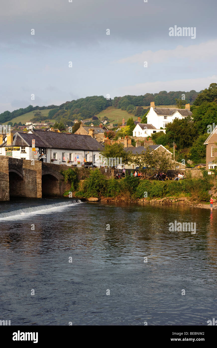The old bridge over the River Usk at Crickhowell, Powys Mid wales UK Stock Photo