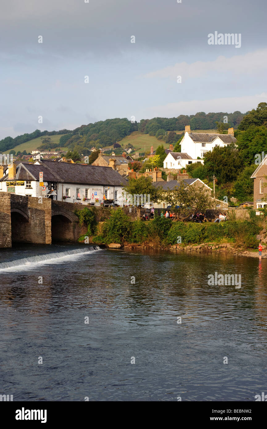 The old bridge over the River Usk at Crickhowell, Powys Mid wales UK ...