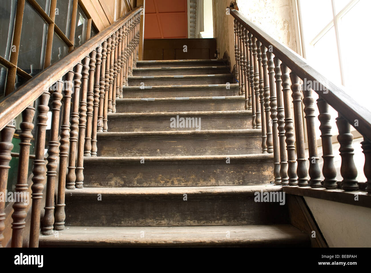 A wooden staircase dating from the Georgian period. Stock Photo