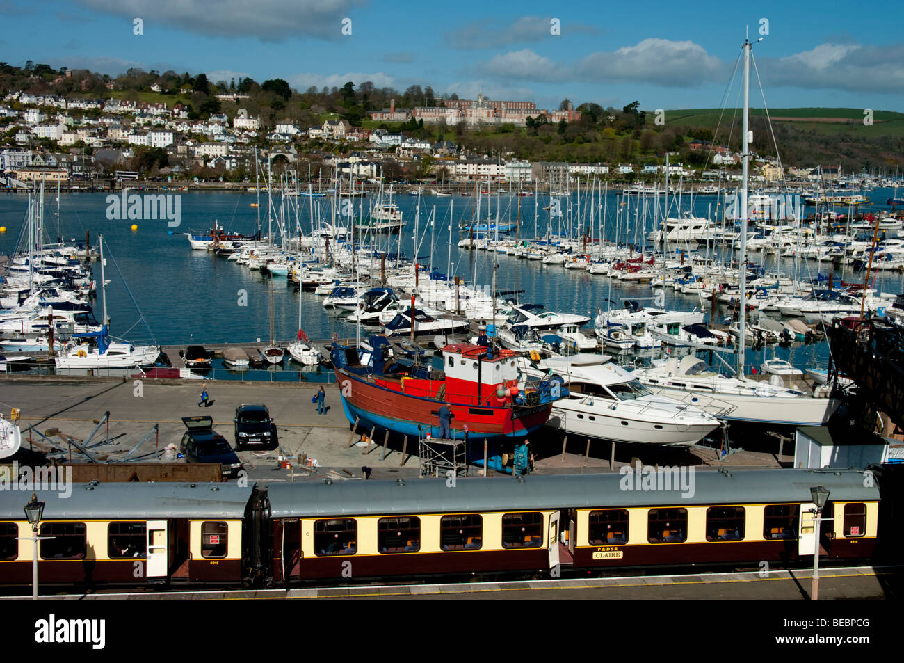 europe, uk, england, devon, Dartmouth harbour train Stock Photo