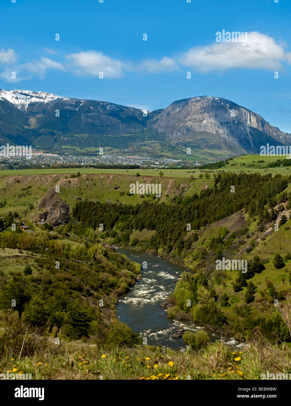 Town of Coihaique in the Aisen Region, Chile Stock Photo