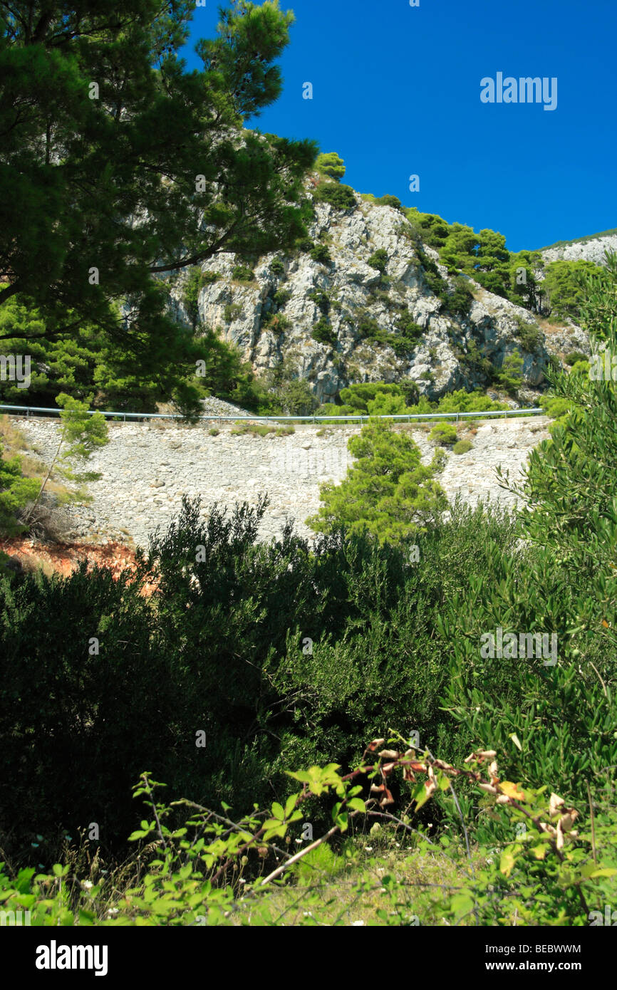 Coastal road seen from beneath, Croatia Stock Photo