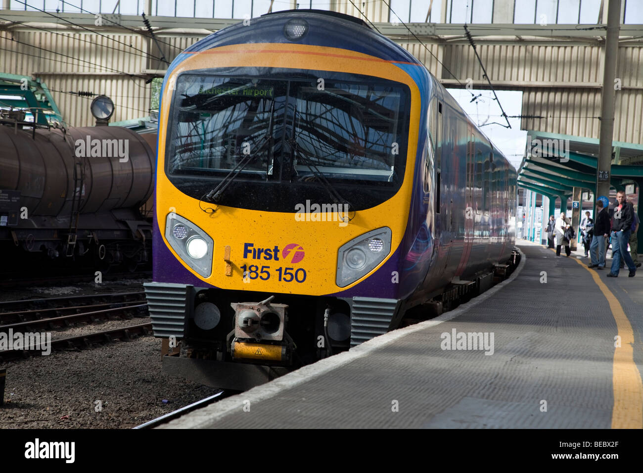 Class 185 First Railway train at Carlisle Station, Cumbria, UK Stock Photo
