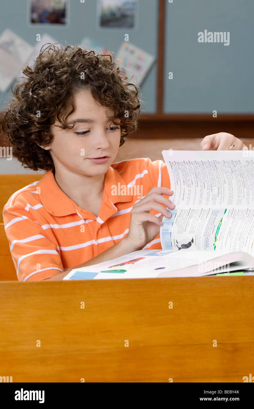 Schoolboy studying in a classroom Stock Photo - Alamy