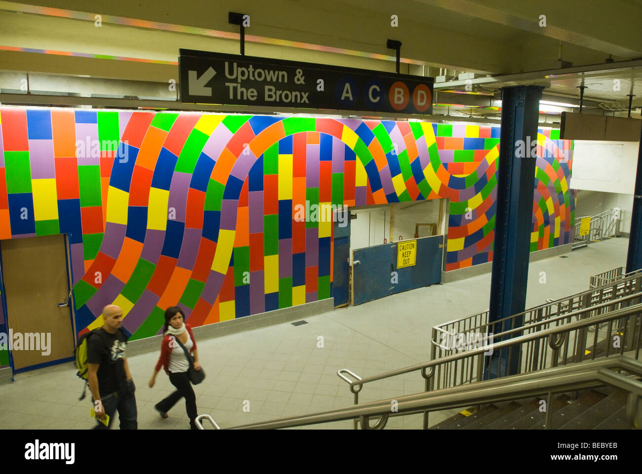 Whirls and Twirls by the late artist Sol Lewitt is seen in the Columbus Circle subway station in New York Stock Photo