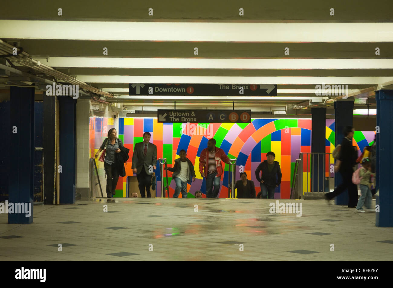 Whirls and Twirls by the late artist Sol Lewitt is seen in the Columbus Circle subway station in New York Stock Photo