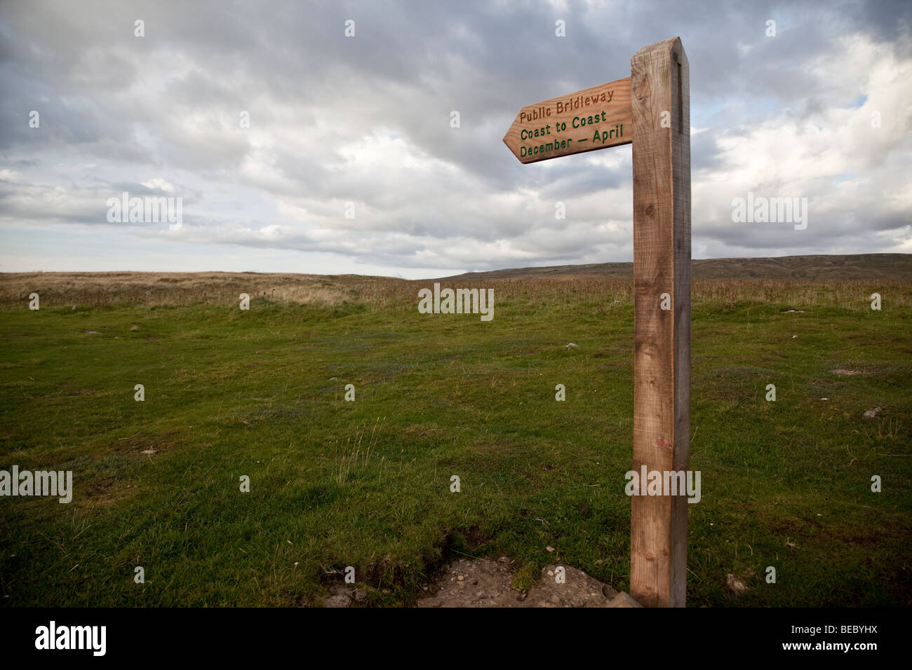 Signpost for Coast to Coast long distance footpath, Yorkshire, UK Stock Photo