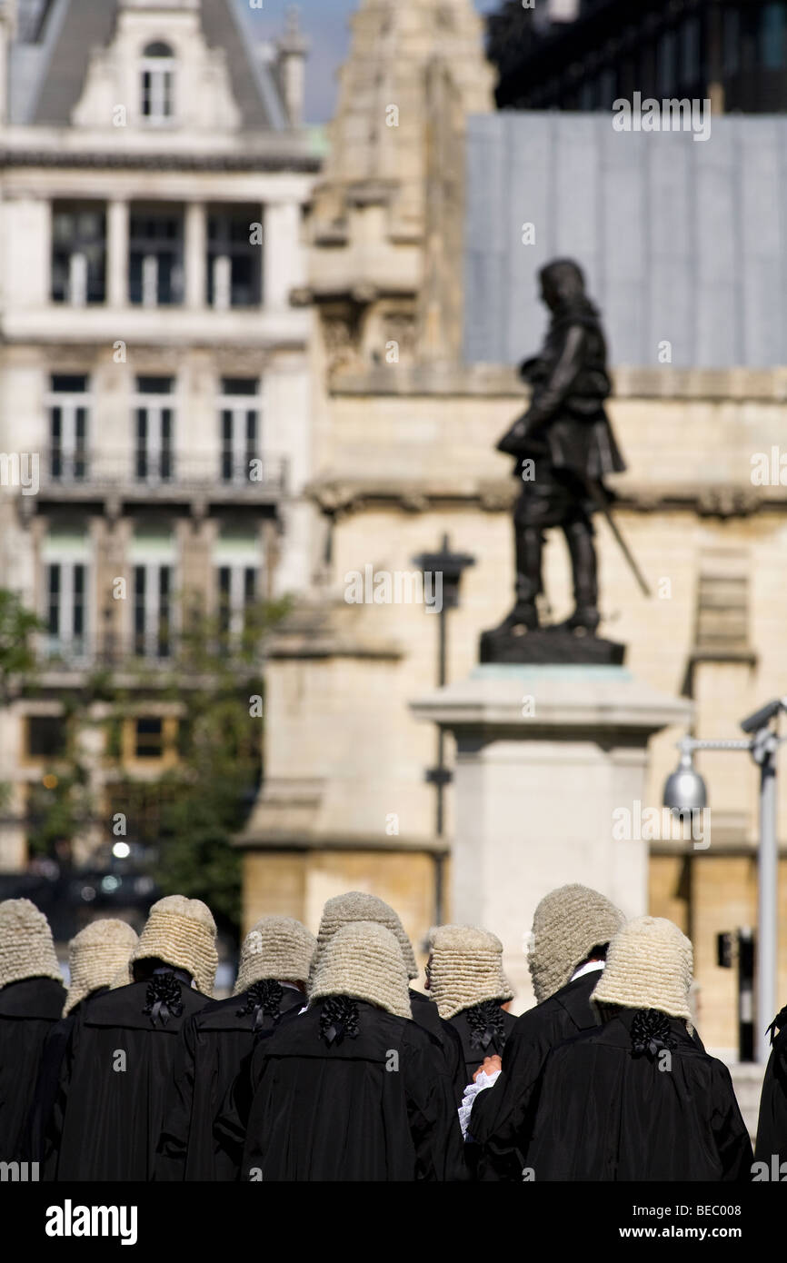 Judges Procession outside Houses of Parliament in London Stock Photo