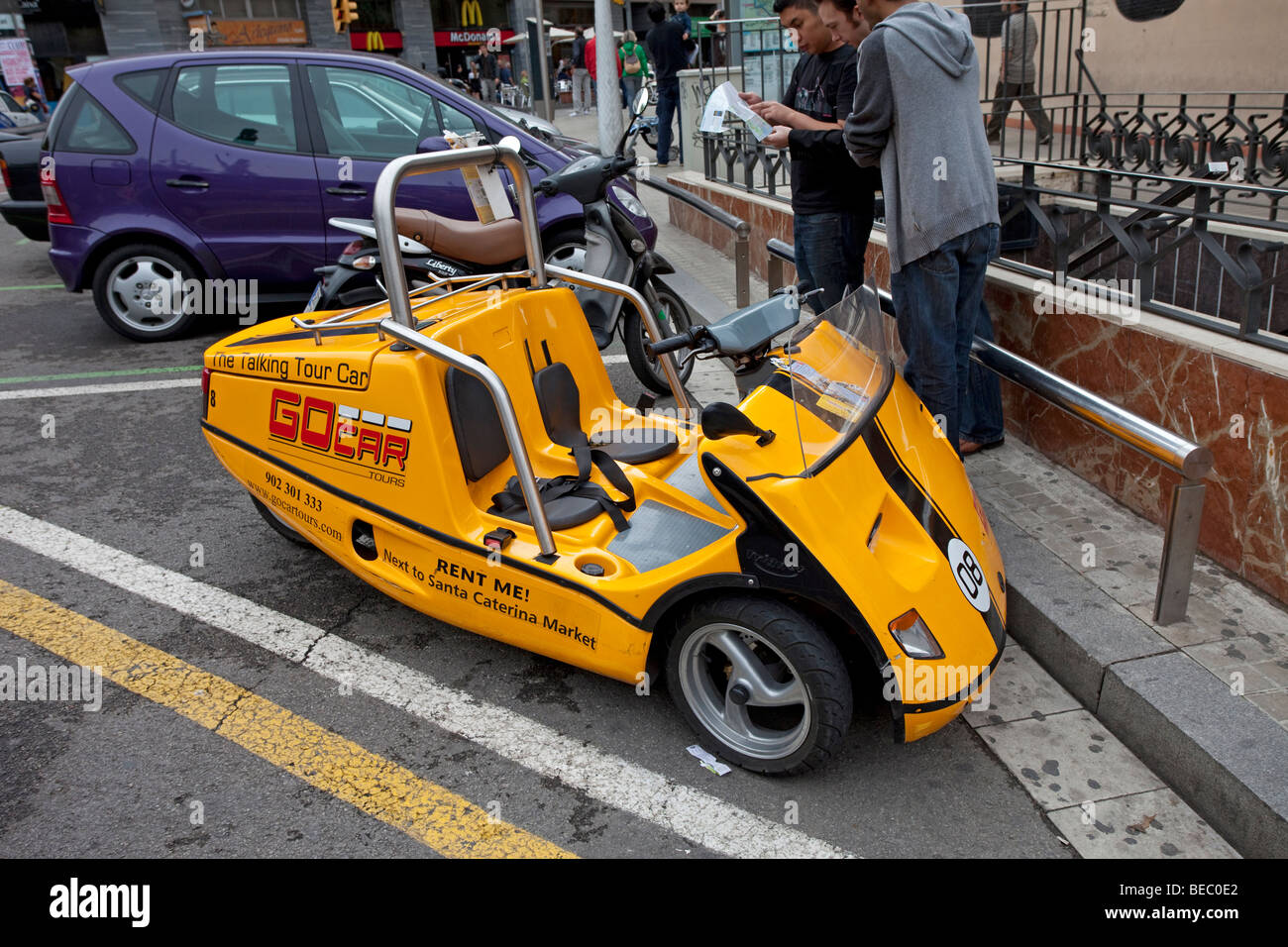 Barcelona rent a gocar tourist sightseeing car Stock Photo