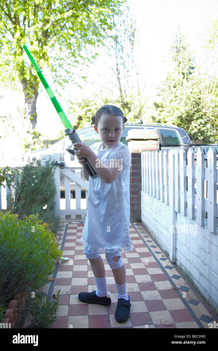 child dressed as princess Leia Stock Photo