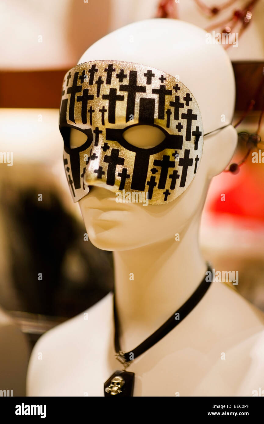 Closeup of a mannequin wearing a masquerade mask Stock Photo Alamy
