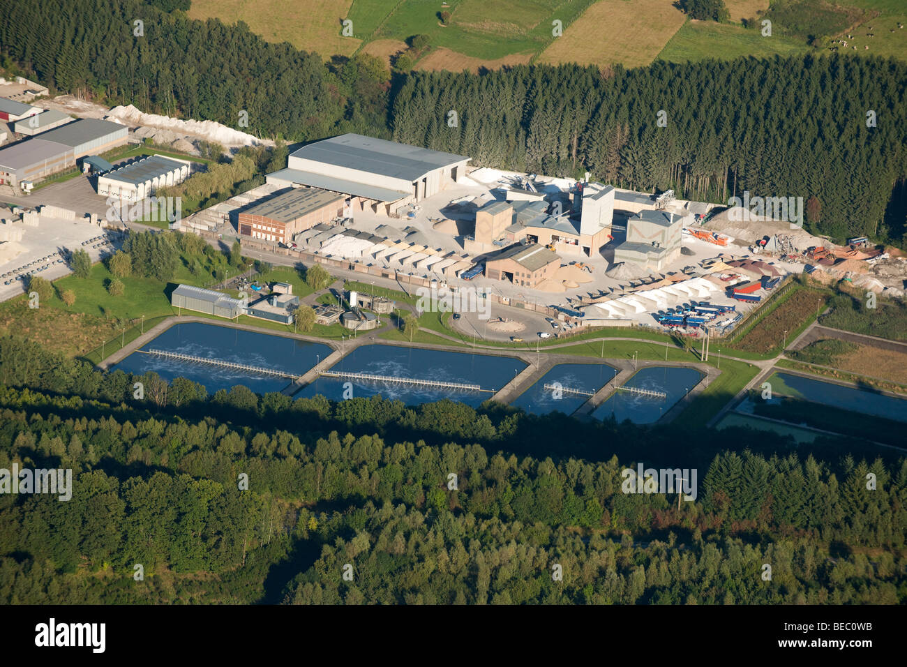 Aerial view : Marble industry and water treatment plant Stock Photo