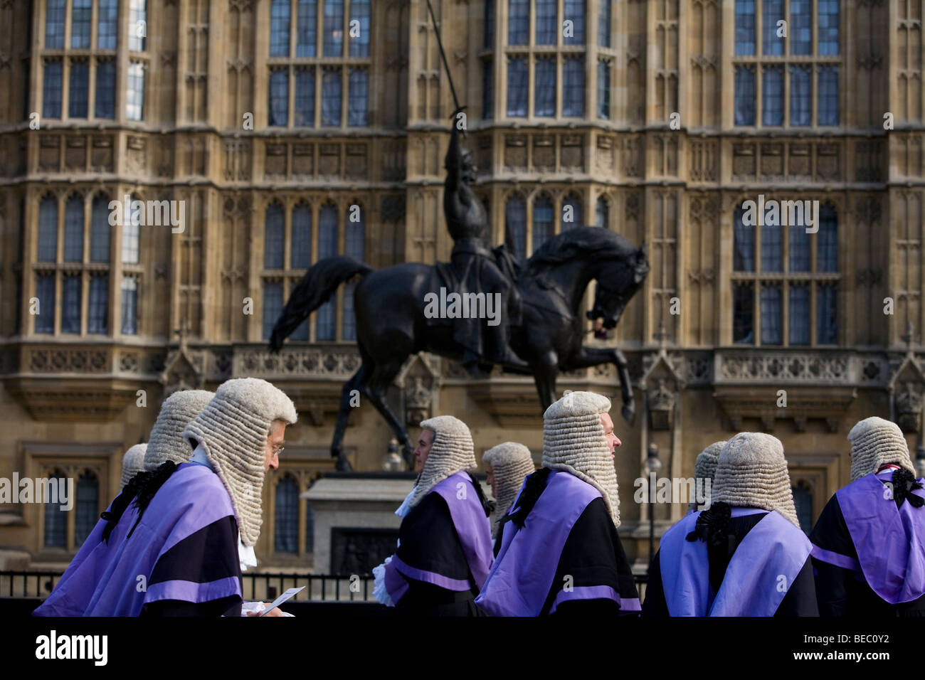 Judges Procession at Houses of Parliament in London Stock Photo
