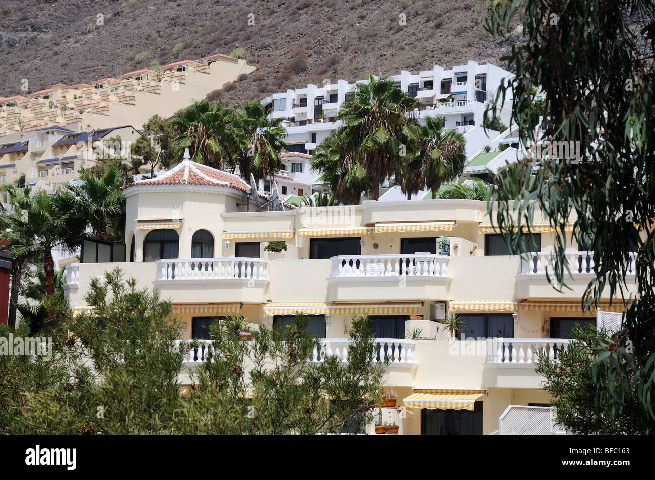 Hotel buildings in Los Gigantes, Canary Island Tenerife, Spain Stock Photo