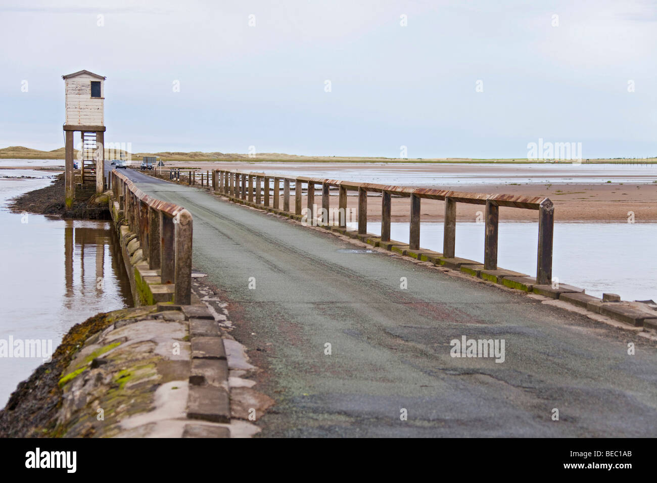 Holy Island Causeway, connecting the island to mainland. Lindisfarne
