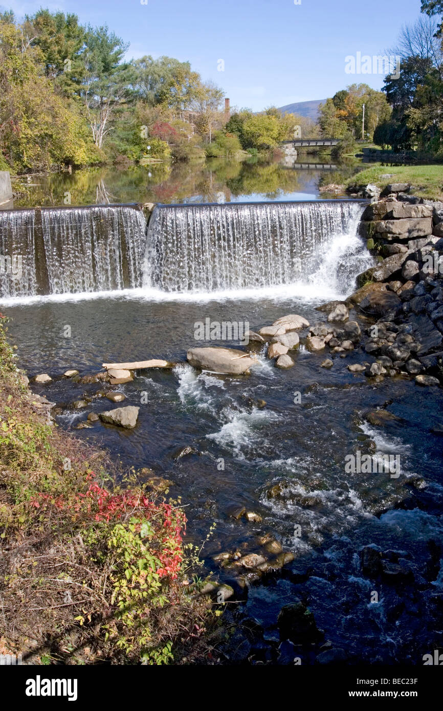 Waterfall cascades over Paran Creek in historic North Bennington