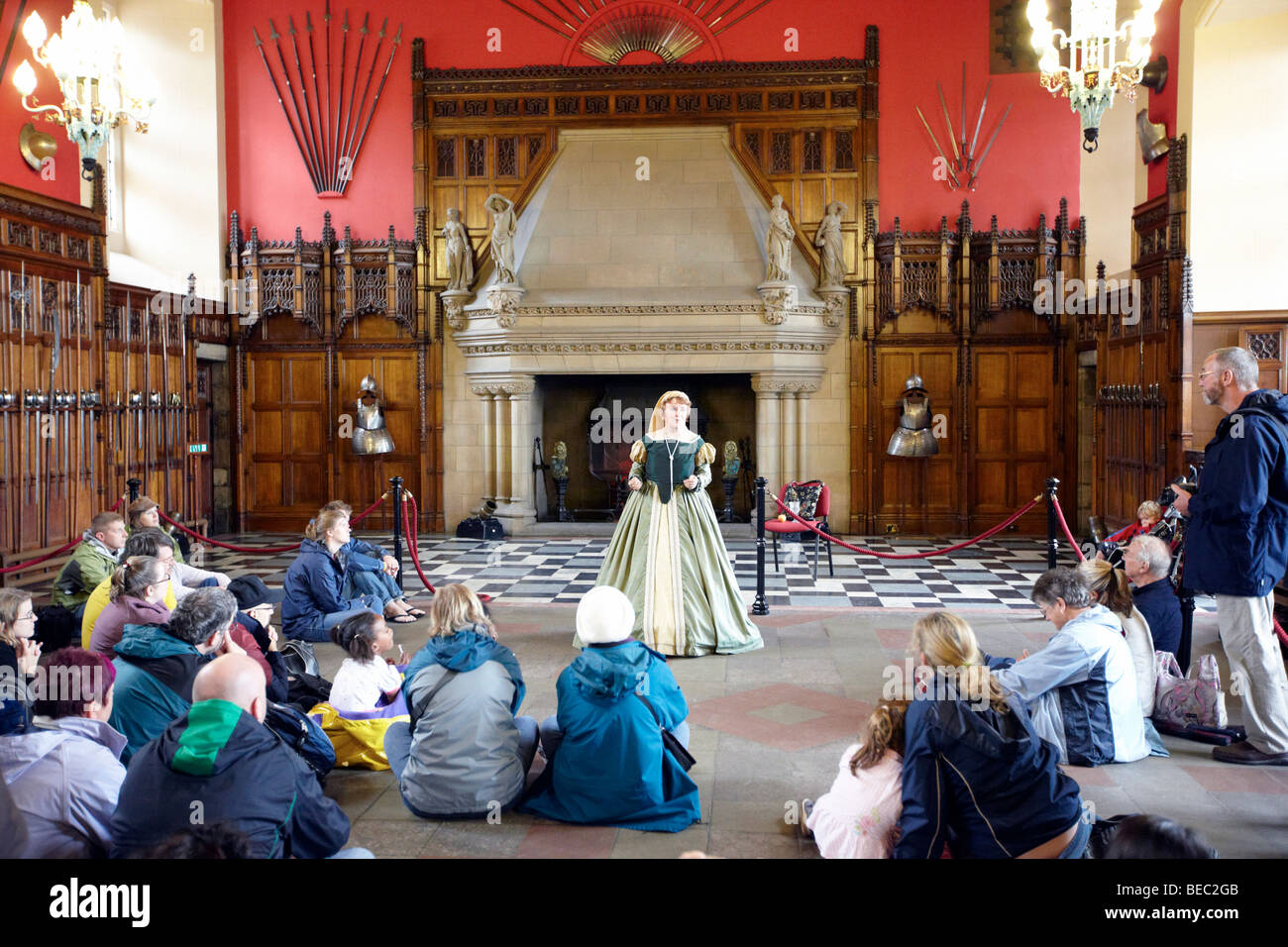 Theatrical Demonstration Of Royal Life In  The Great Hall Edinburgh Castle Scotland UK Stock Photo