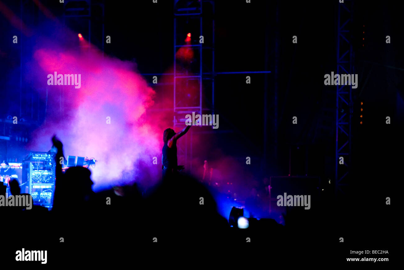 The Prodigy performing live at the Global Gathering Festival 2009. Stock Photo