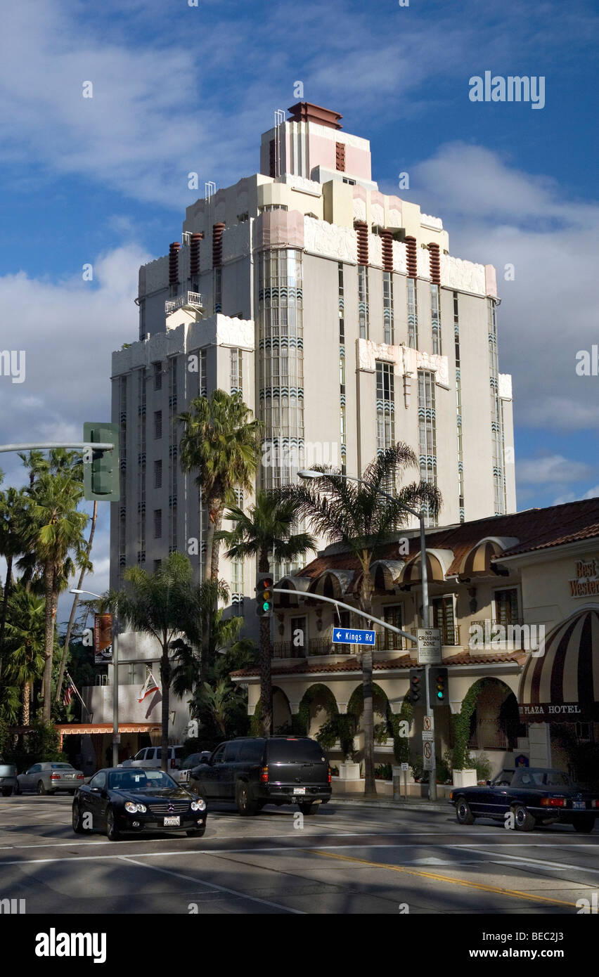 The Art Deco era Sunset Tower Hotel on the Sunset Strip in the West Hollywood neighborhood of Los Angeles, California, USA Stock Photo