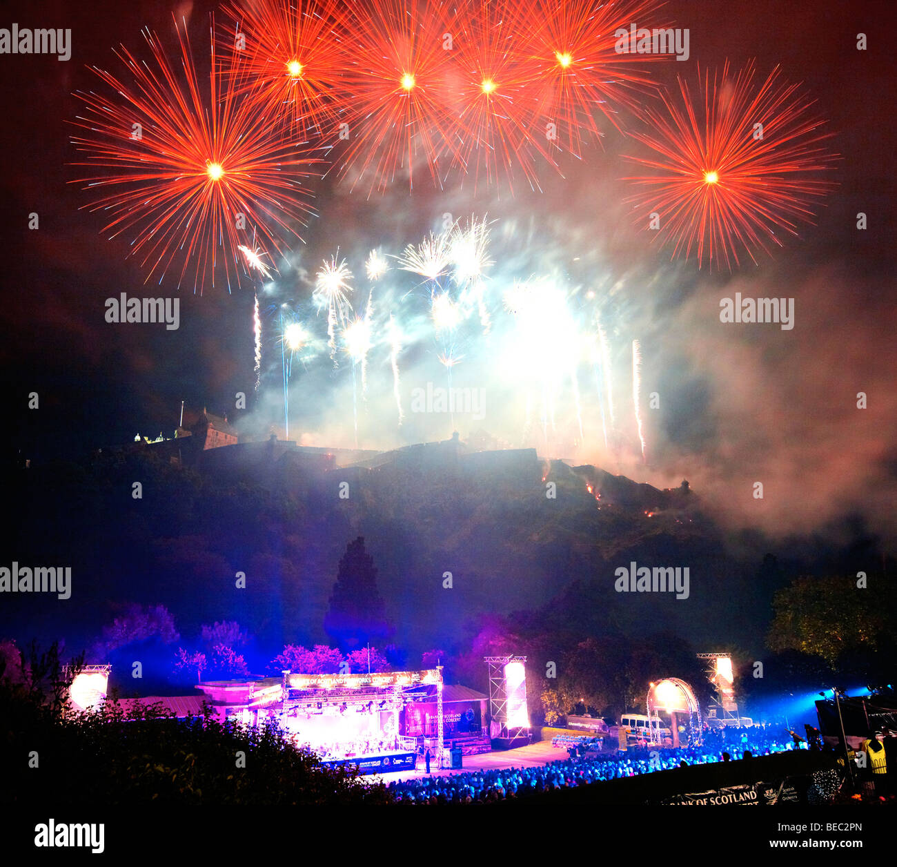 Fireworks at The Closing Ceremony Edinburgh Festival Scotland UK Stock