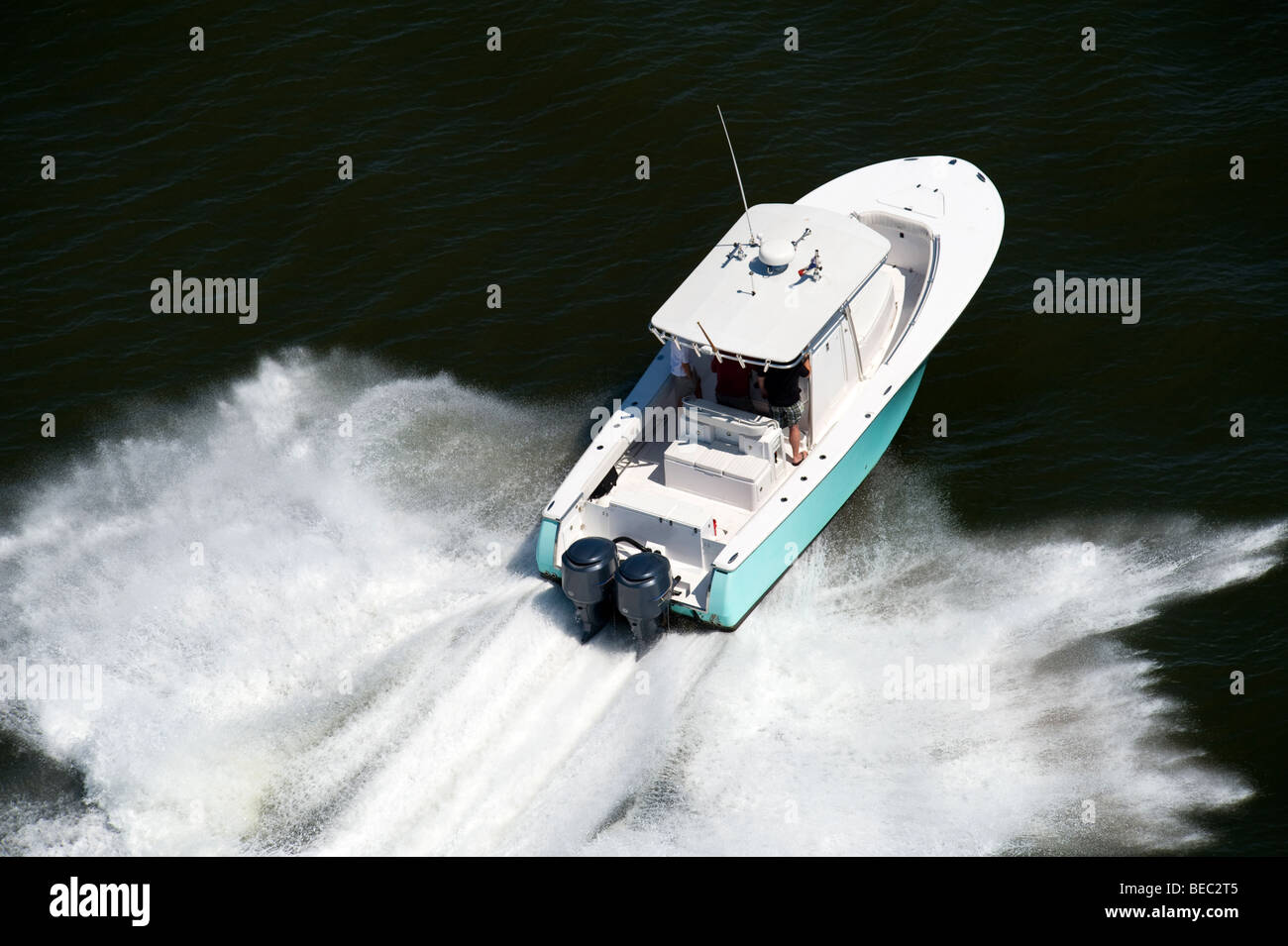 power boat moving fast Stock Photo Alamy