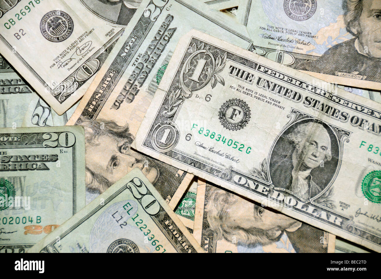 A stack of money in U. S. dollars. Stock Photo