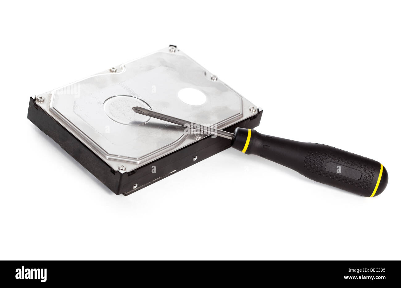 HDD repair. Isolated on white. Stock Photo