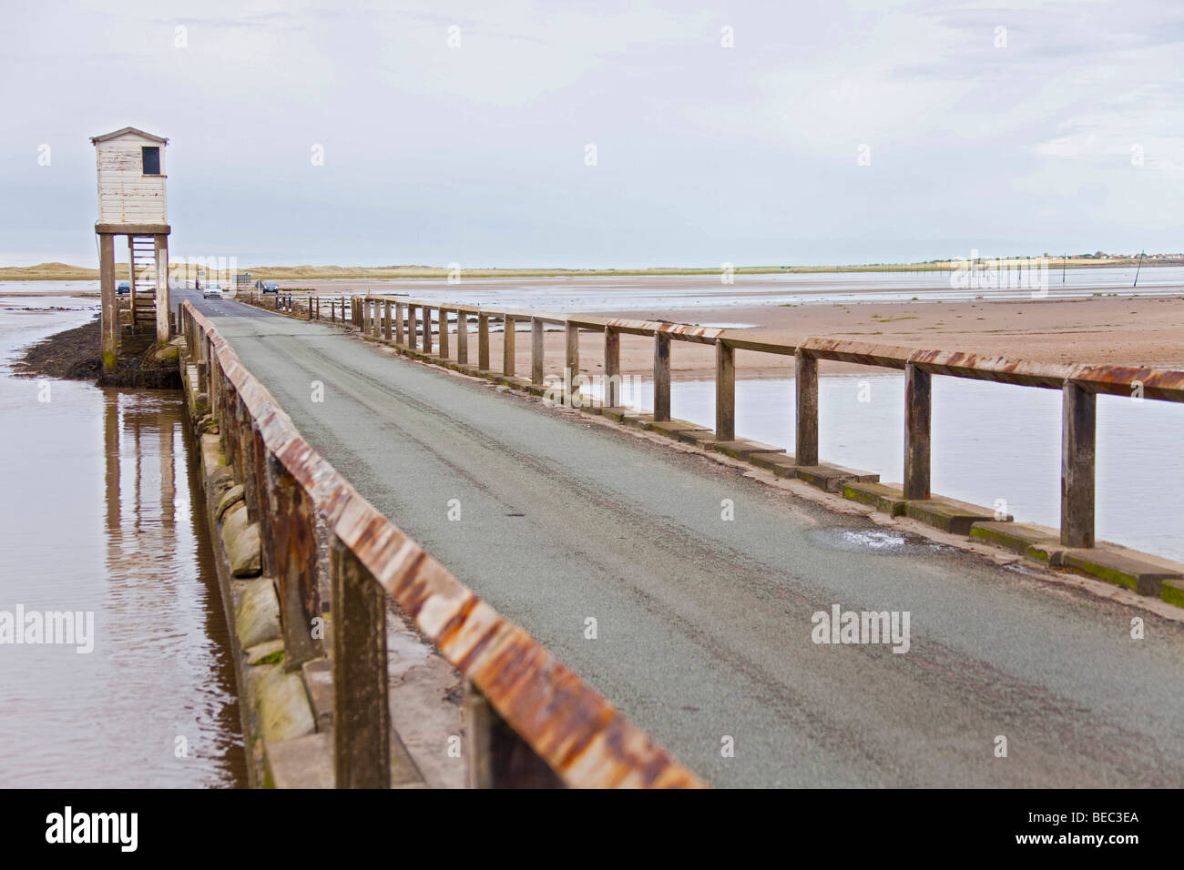 Holy Island Causeway, connecting the island to mainland. Lindisfarne