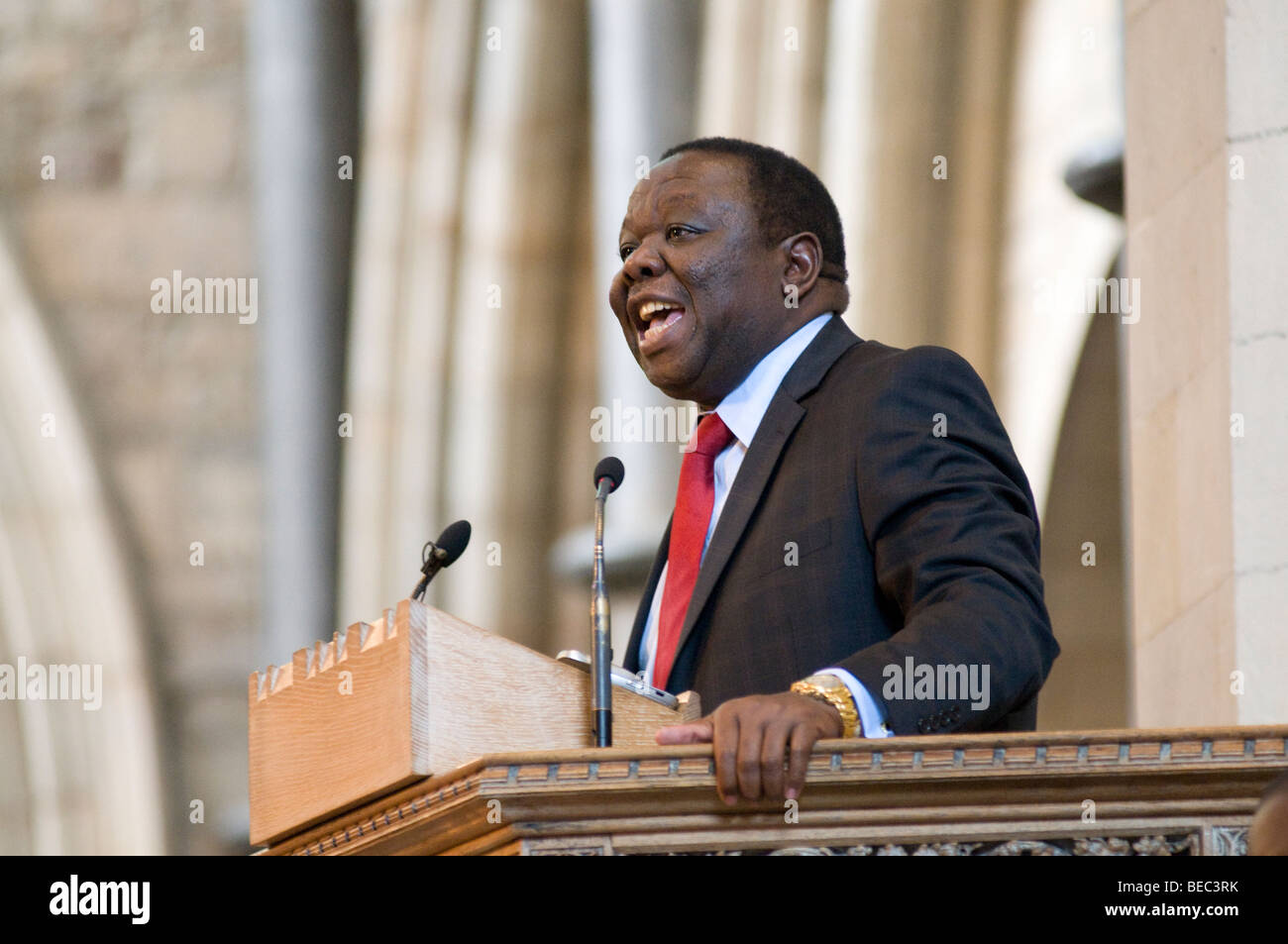 Morgan Tsvangirai photographed during a speech at Southwark Cathedral Stock Photo