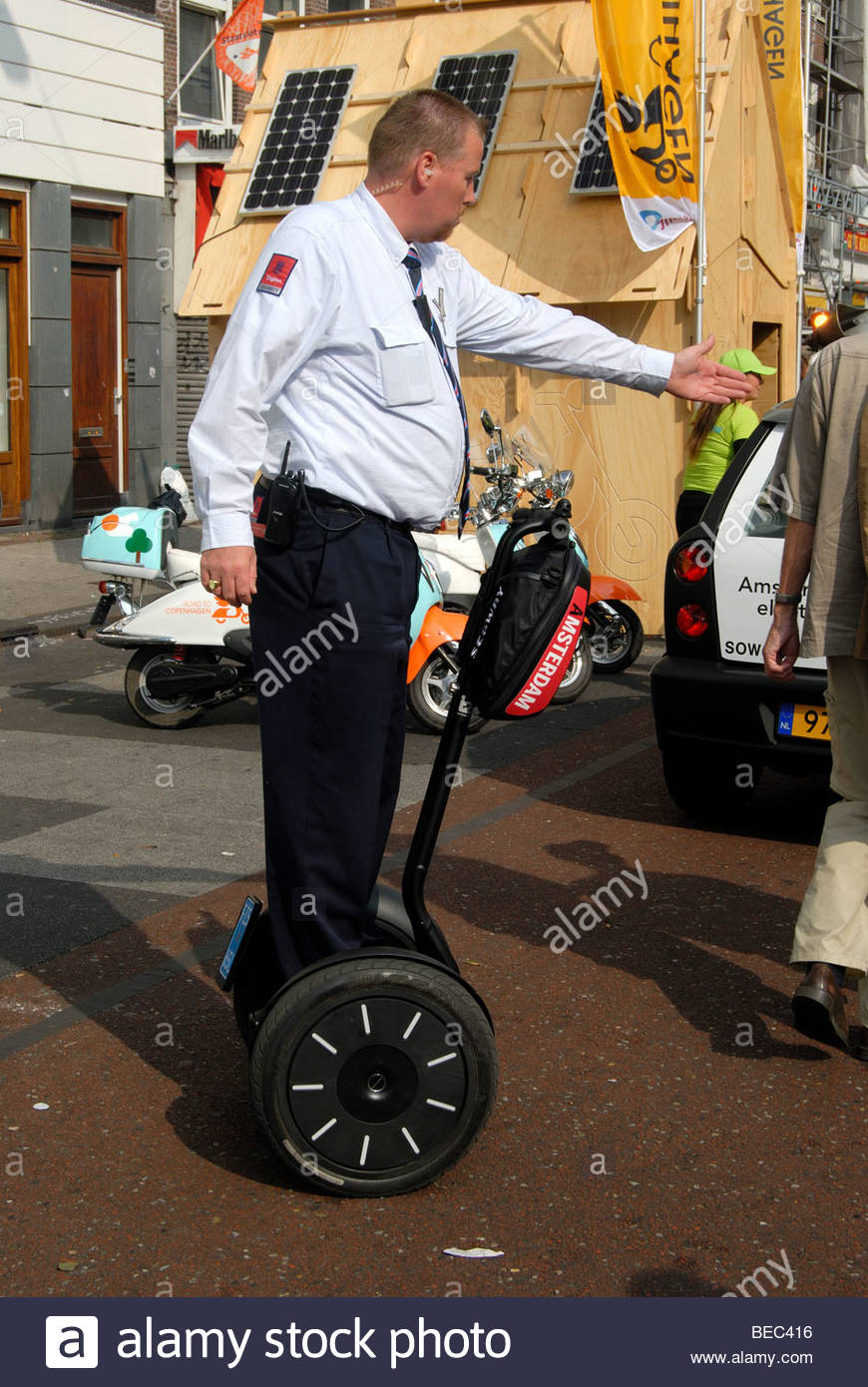 Amsterdam The Netherlands Security Guard on a Segway Stock Photo
