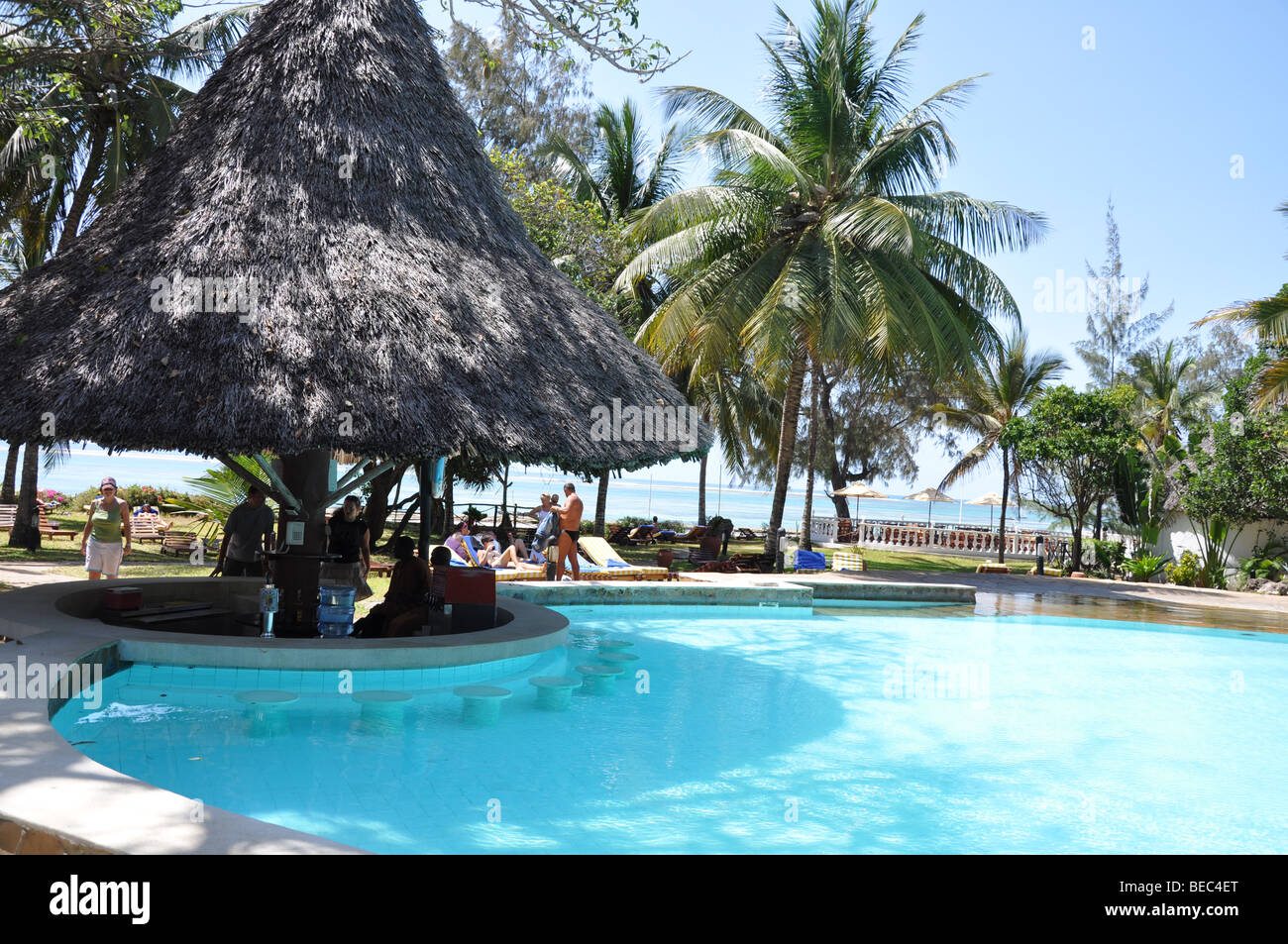 The grounds of the Papillon Lagoon reef hotel Diani Beach Kenya Africa Stock Photo