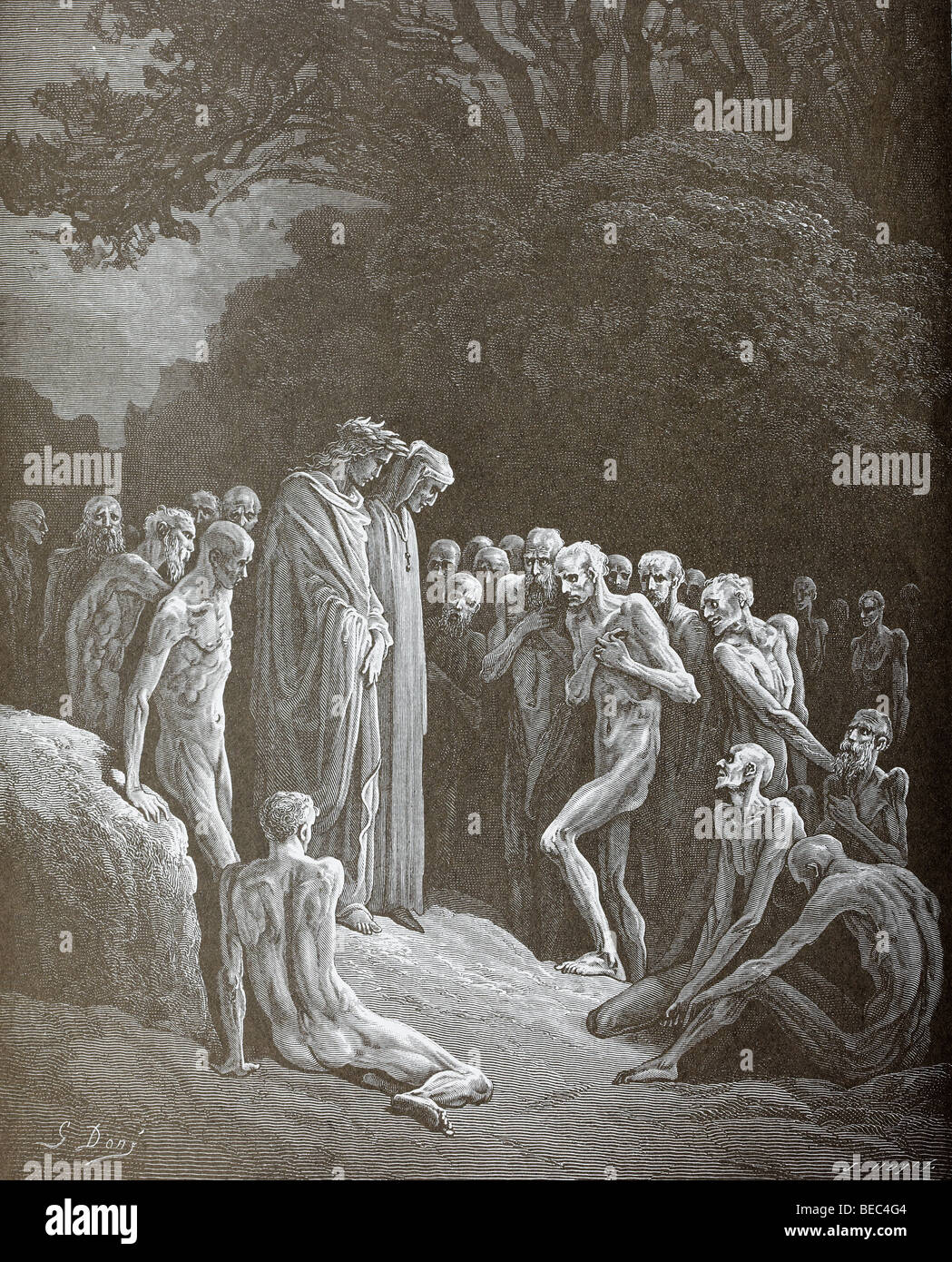 Gustave Dore's Illustration 'The Gluttons' from Dante's Divine Comedy ...