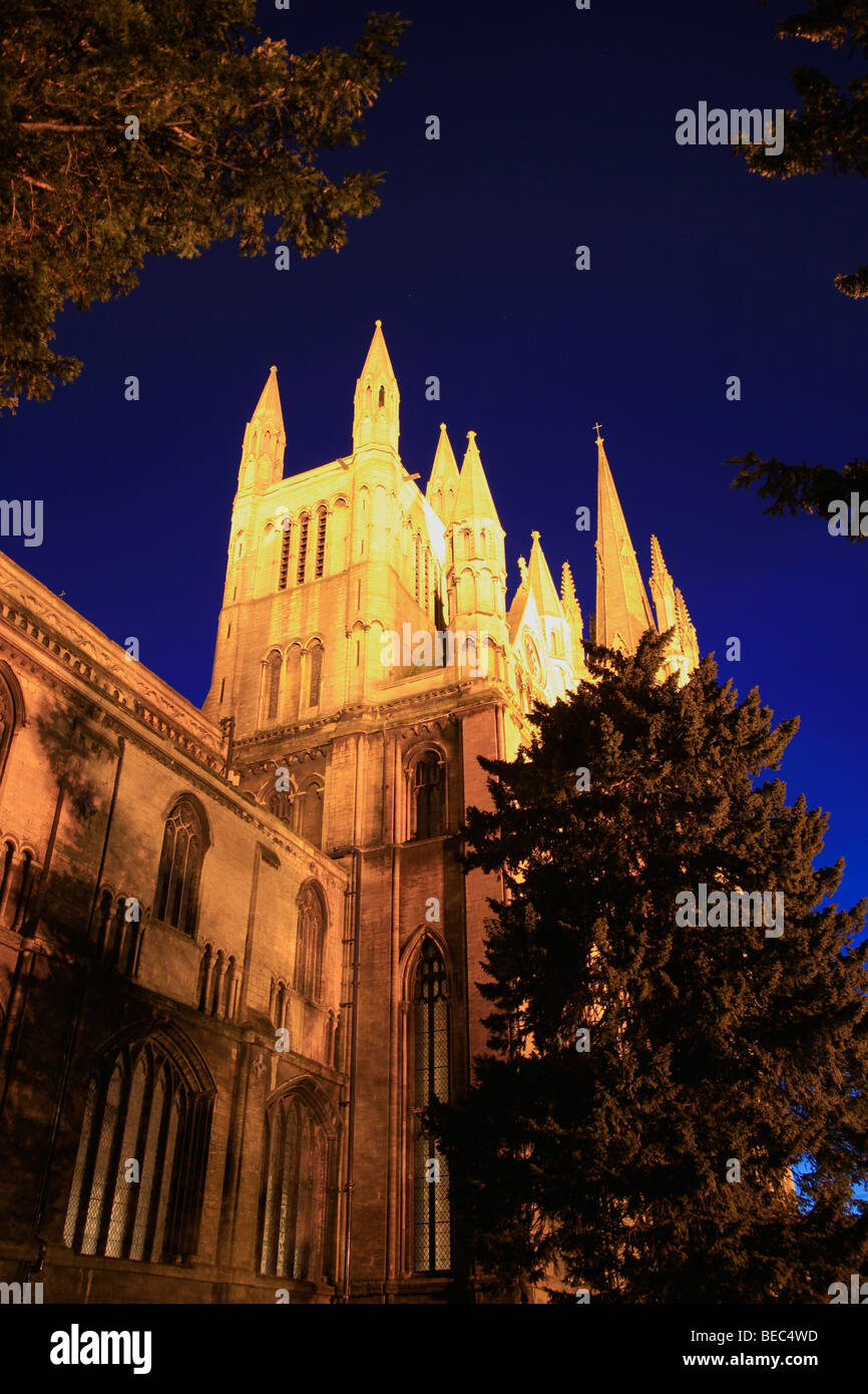 Dusk Landscape North Elevation Peterborough City Cathedral Cambridgeshire England UK Stock Photo