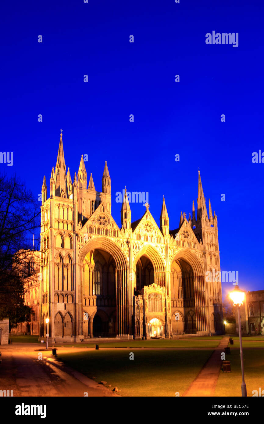 Dusk Landscape West Front Elevation Peterborough City Cathedral ...