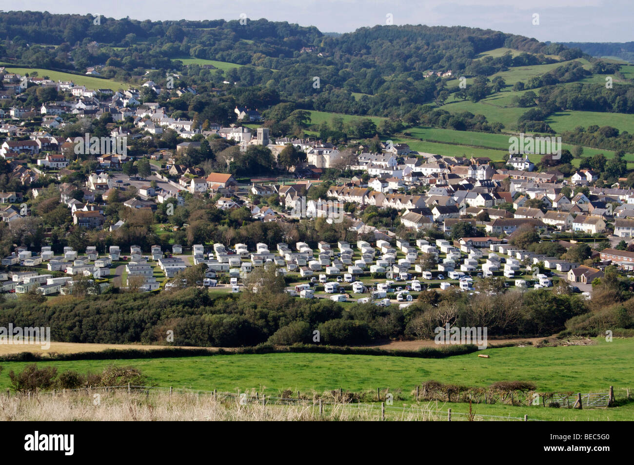 Charmouth town on a hot sunny day. Stock Photo