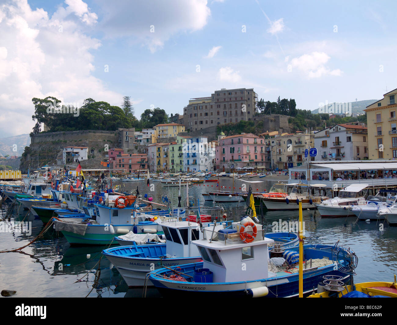The old town of Sorrento going down into the original fishing harbour of Marina Grande in