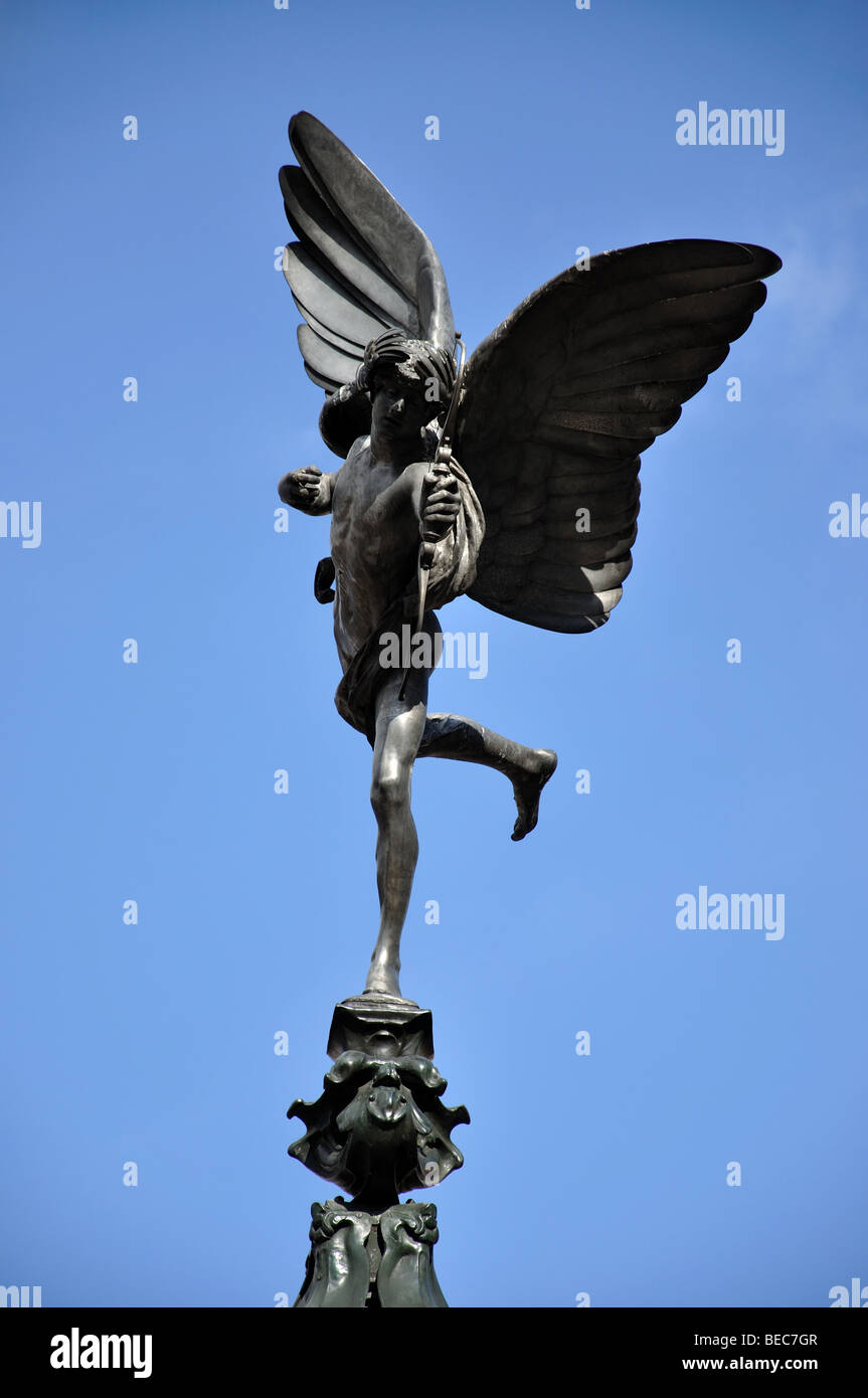 Statue of Anteros on Shaftesbury Memorial Fountain, Piccadilly Circus, West End, Greater London, England, United Kingdom Stock Photo